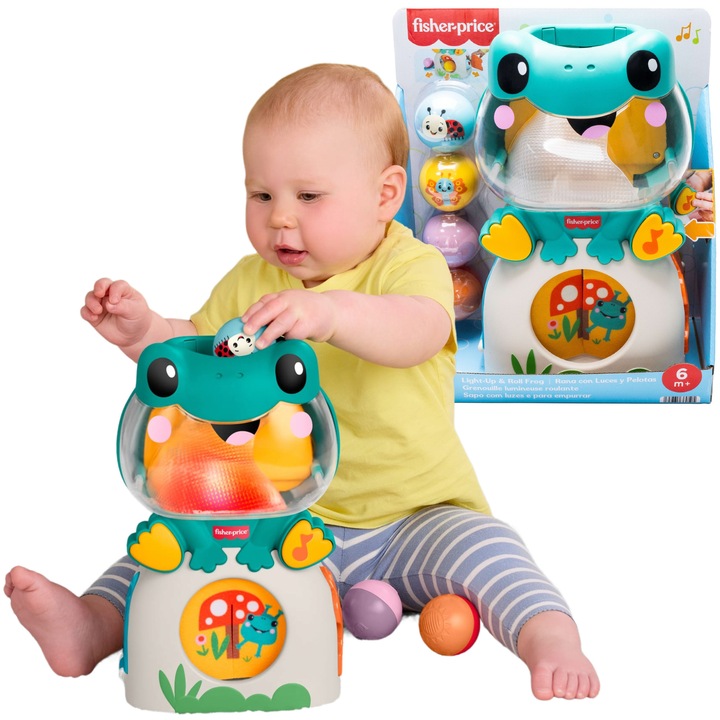 Fisher Price Interaktív béka, világító és zenélő, labdákkal, fénnyel és hanggal