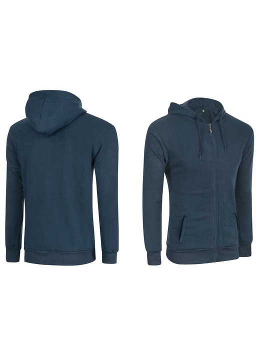 Hanorac sportiv barbatesc Megitarnow, model 9149, bleumarin, cu gluga reglabila, fermoar, 65% bumbac, 35% poliester, M INTL