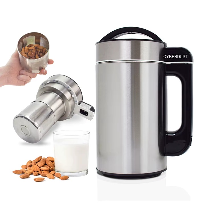 Aparat multifunctional pentru preparat lapte vegetal 7 in 1, CYBERDUST, Gri 2.0, Soia, migdale, caju, Preparare smoothie, Suc, Supe, Pasta de orez, Incalzeste si Blenduieste, Cu filtrare, Gust fin, Curatare automata, Lama 4-foi