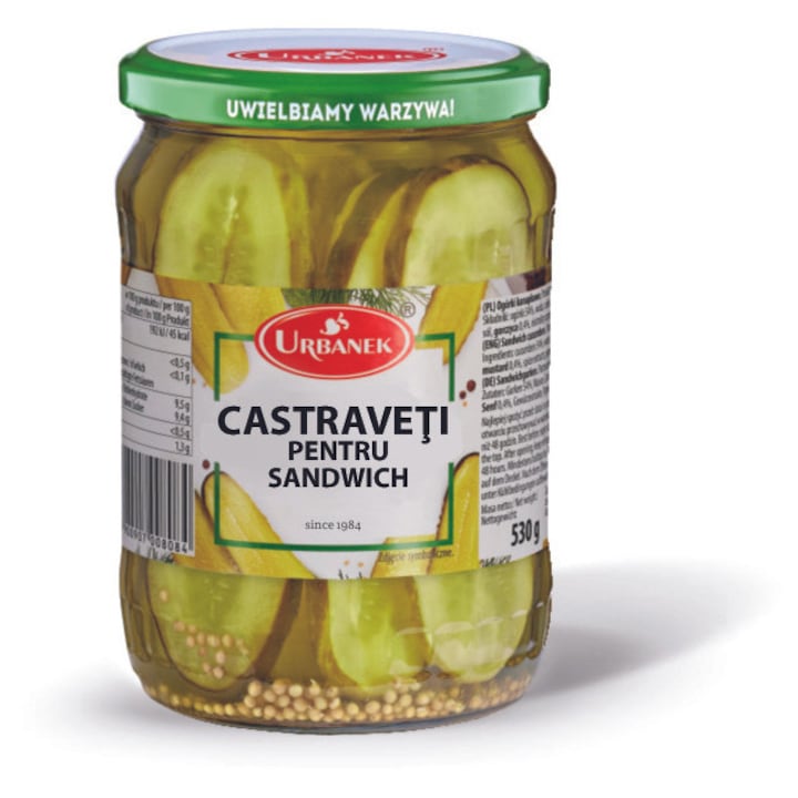 Castraveti feliati pentru sandvis, URBANEK, 530g