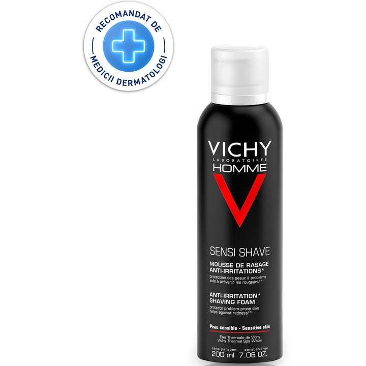 Spuma de ras Vichy Homme anti-iritatii, 200 ml