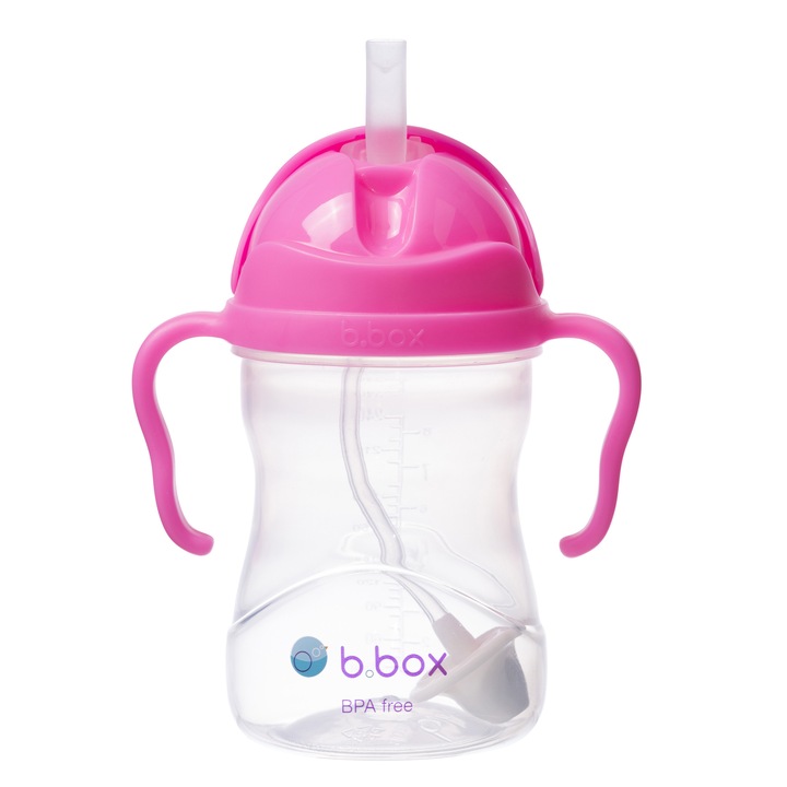 Cana cu pai, +6 luni, 240 ml, Roz Rodie, BBOX