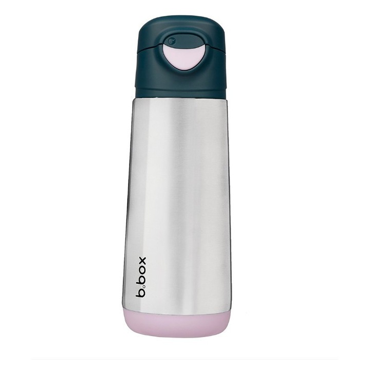 BBOX termosz szilikon szívószállal, +3 év, 500 ml, indigókék/rózsaszín