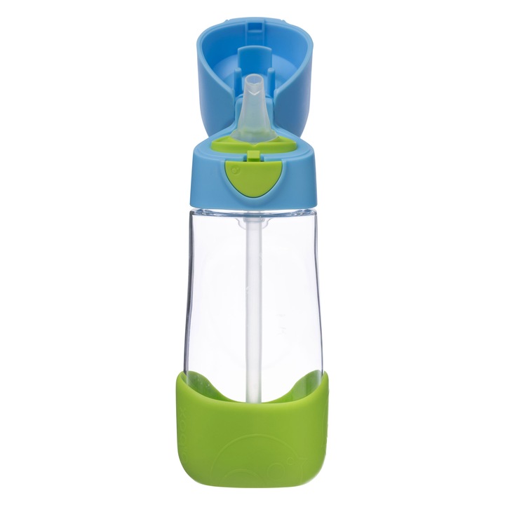 Tritan pohár szívószállal, + 12 hónap, 450 ml, Zöld/Kék, B.Box