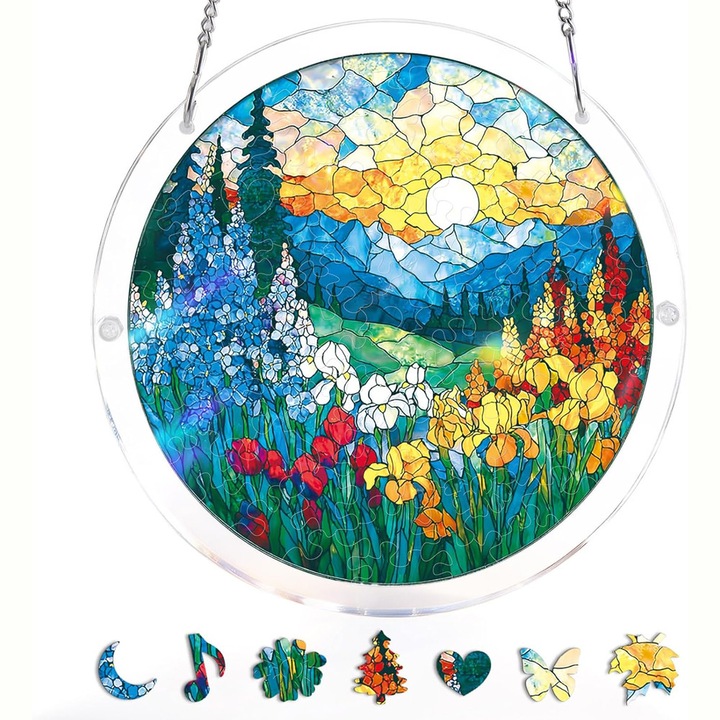Kerti dekoráció BEEVME, 2D akril puzzle, 83 darab, többszínű, 18.7cm, akasztós szett