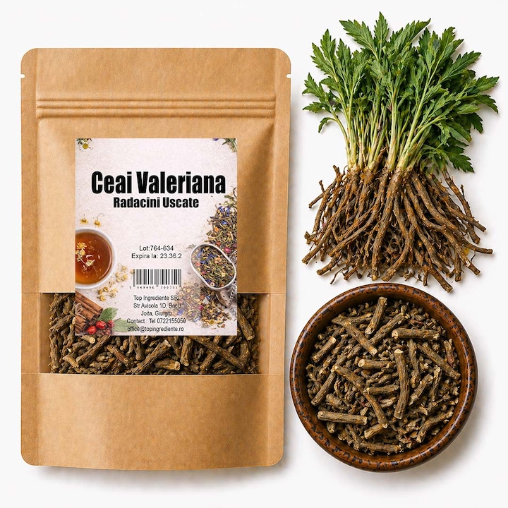 Ceai de valeriana, TOP INGREDIENTE, 100g, relaxare, somn natural