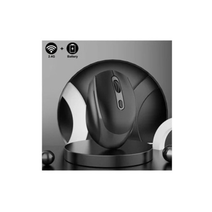 Mouse de gaming wireless 2.4G, negru, cu baterie USB