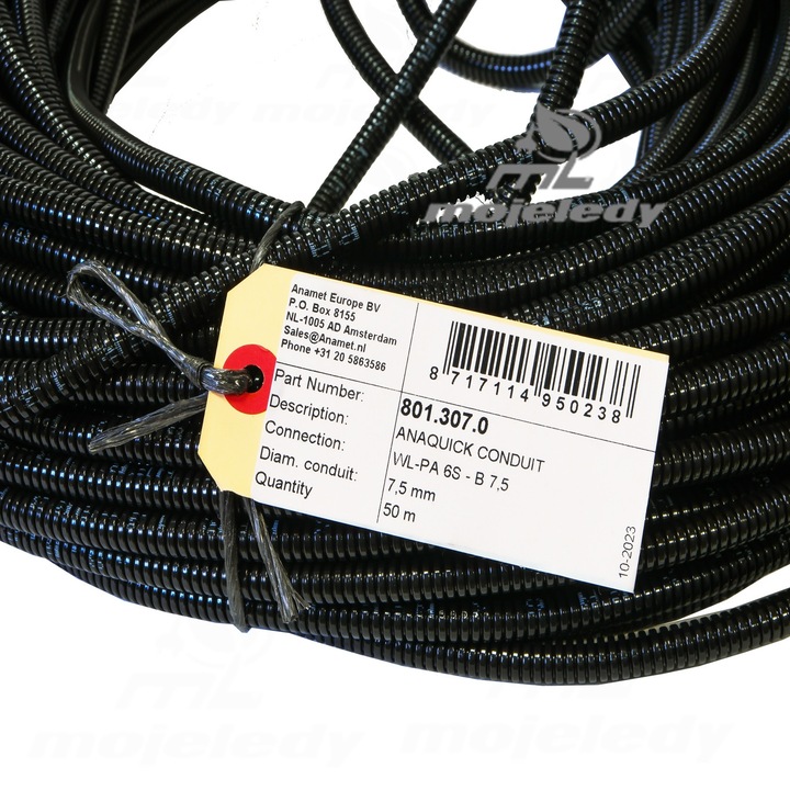 Tub flexibil PA6S, 6,7x10mm, negru, 50m, rezistent la UV, fara halogeni