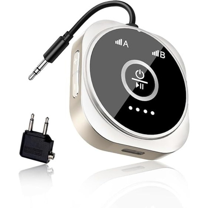 Transmitator și receptor Bluetooth 2 în 1 SORLZMMS, 24 ore redare, Bluetooth 5.4, dimensiuni compacte