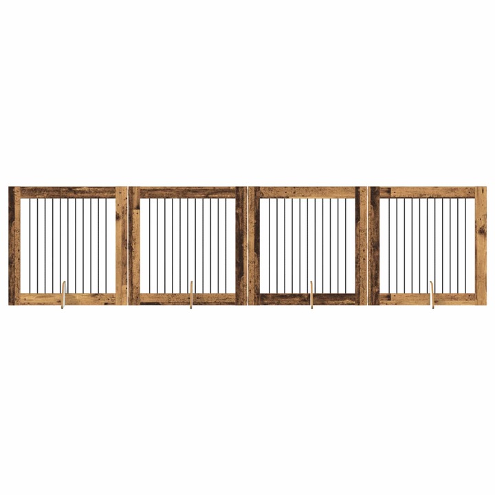 Set Poarta pentru caini cu suporturi 4 pcs vidaXL, Stejar Artizanal