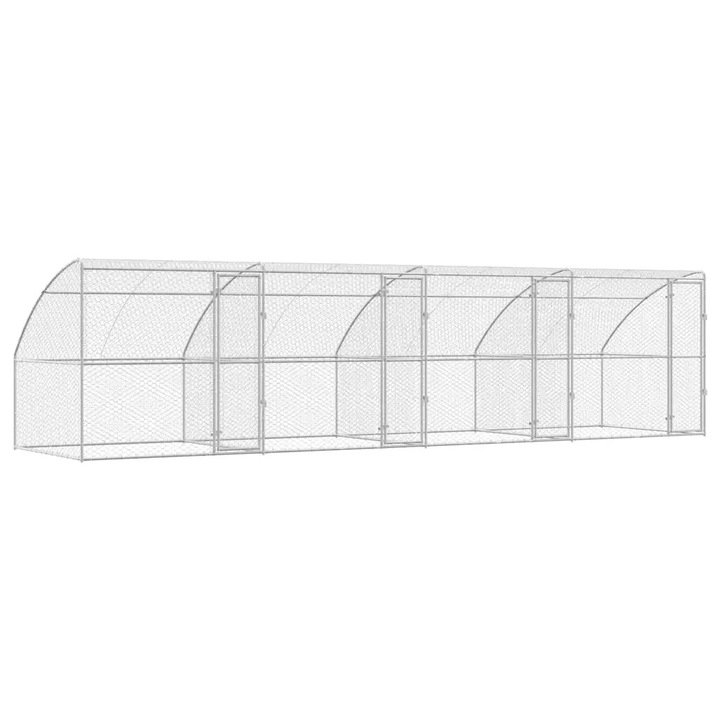 Cusca pentru vidaXL, caini 3 pcs Argintiu 6 x 2 x 2 m Otel galvanizat