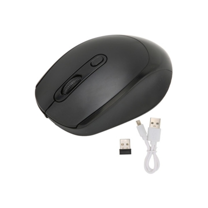 Vezeték nélküli egér 2.4G, halk, állítható DPI, 500mAh újratölthető akkumulátor, ergonomikus kialakítás