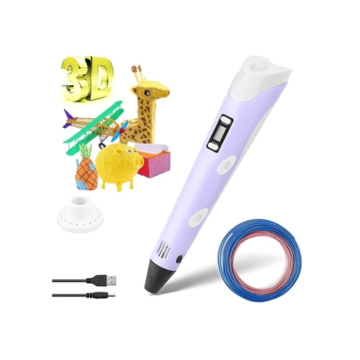 Creion 3D cu LED, control temperatura imprimare, multicolor