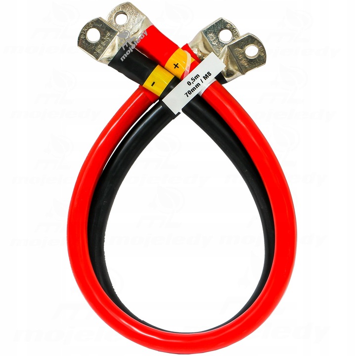 Set 2 cabluri LGY, 50 cm, 70mm, M8, rosu/negru