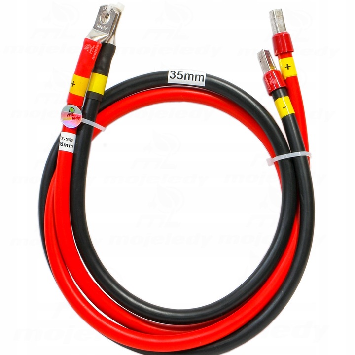 Set 2 cabluri de conexiune pentru acumulatori, MojeLedy, 350cm, 35mm², rosu/negru