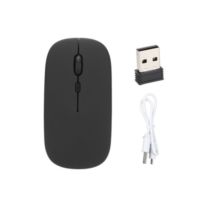 Vezeték nélküli egér, újratölthető, 2.4G, ergonomikus, optikai, halk
