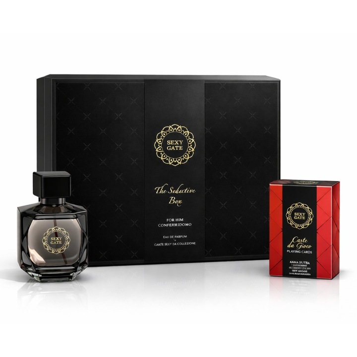 Set cadou bărbați Sexy Gate The Seductive Box - Apa de parfum EDT 100 ml, pachet de cărți de joc