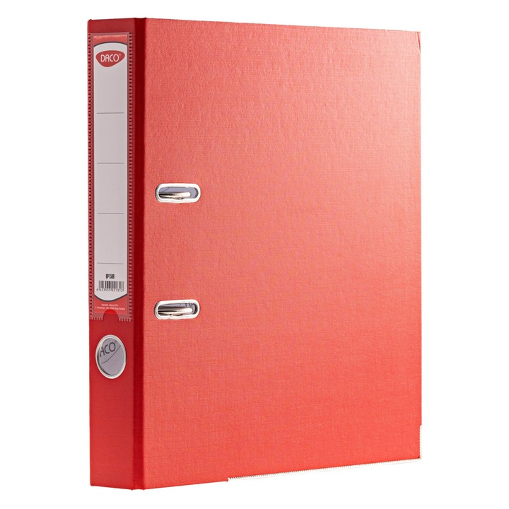 Biblioraft, plastifiat, cotor 50 mm, Rosu, pentru organizare documente DACO sku28