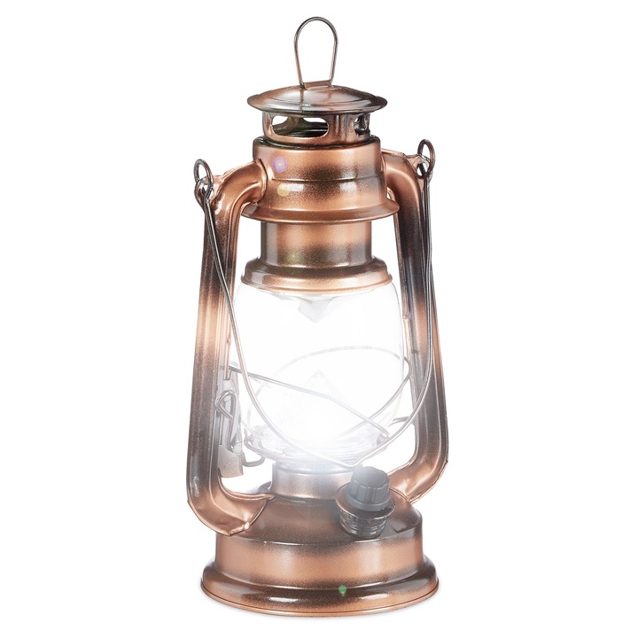 Lanterna LED Relaxdays, design vintage, sticla, manere mari