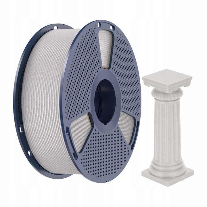 Filament 3D PLA SUNLU Marble 1.75mm 1kg, gri deschis, pentru imprimante FDM