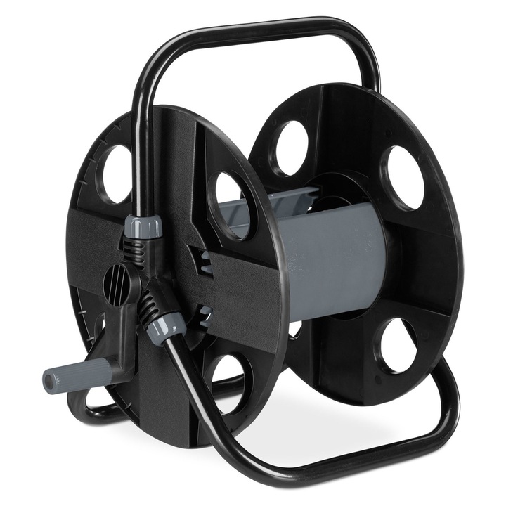 Tambur pentru furtun gradinarit Relaxdays, tambur 30m, 1/2", cu maner