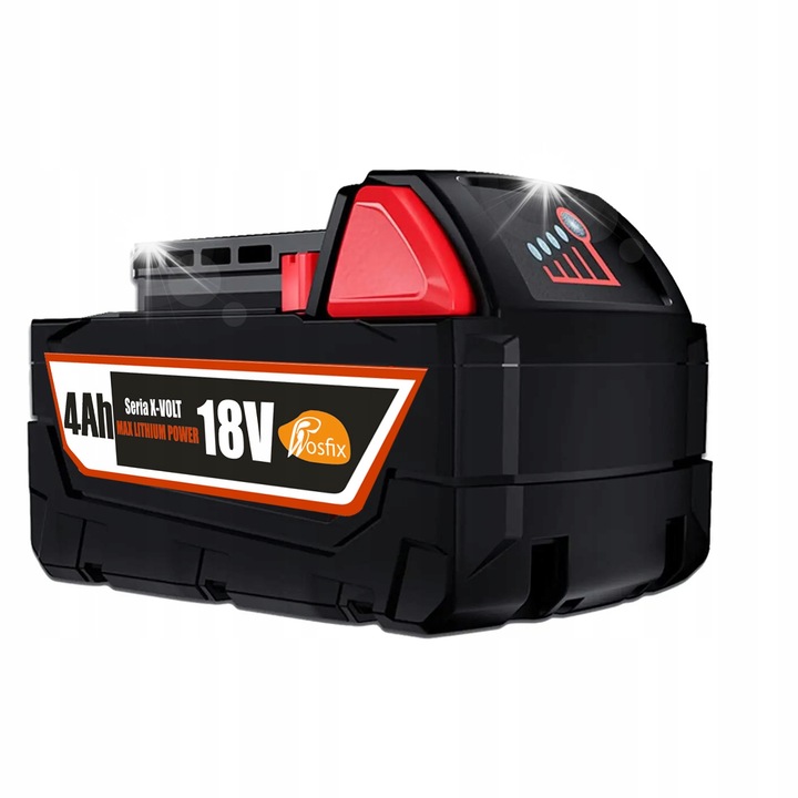 Acumulator Rosfix 18V 4Ah, Lithium Power, indicator LED, compatibil cu Milwaukee, set