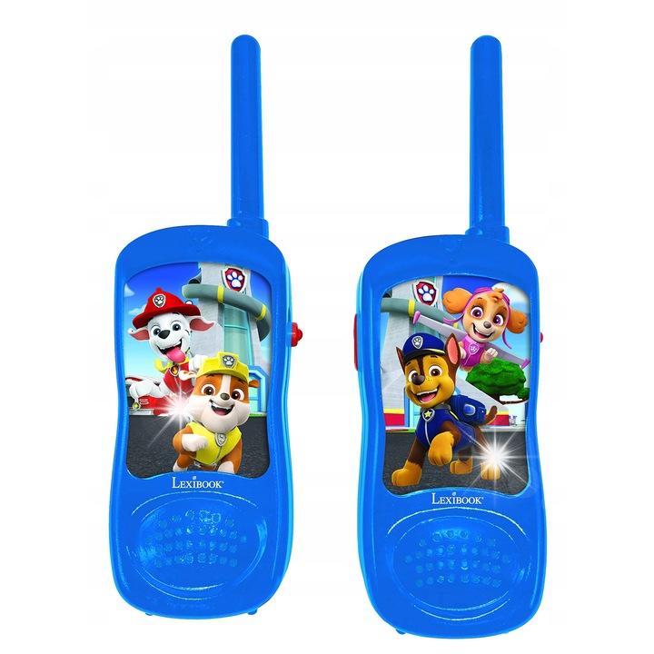 Set walkie talkie Lexibook Psi Patrol, 120m, 7.1x17.3x4cm, pentru copii 3+