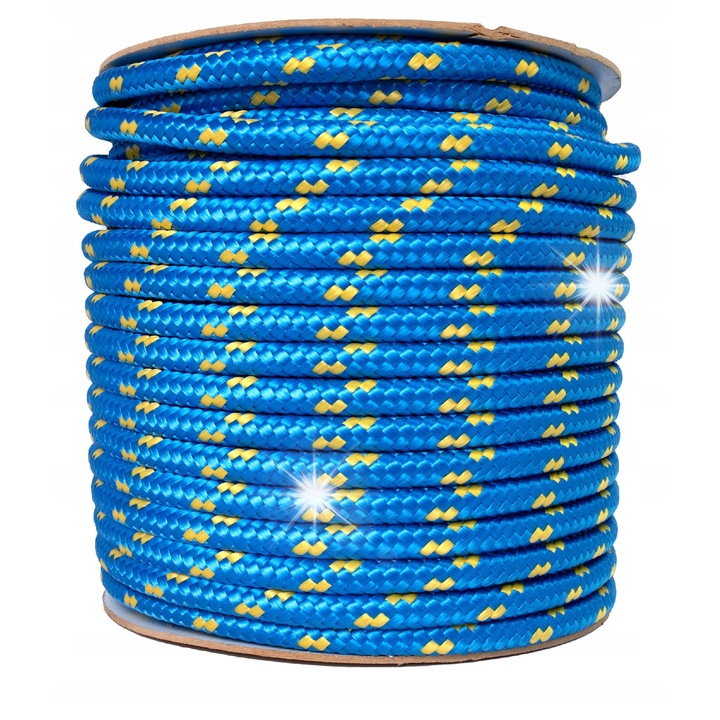 Fonott kötél 14mm, 20m, kék foltos, UV-álló, építőipari és kertészeti felhasználásra