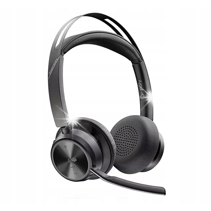 Poly Voyager Focus 2 PC fejhallgató, ANC, Bluetooth, fekete, 155x66x183mm