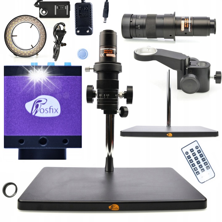 Rosfix Earth Pro MCEP-0.5X digitális mikroszkóp, komplett szett Tucana kamerával és 56xLED állítható megvilágítóval, 7x-45x, többszínű
