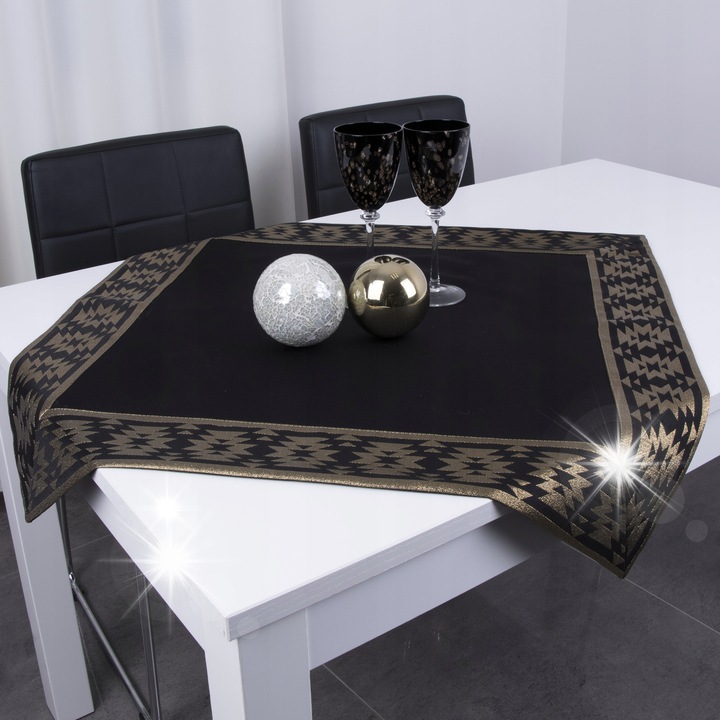 Bieznic masa Agmar VEGA LUX 80x80cm negru-auriu, 100% poliester, plamoodporne