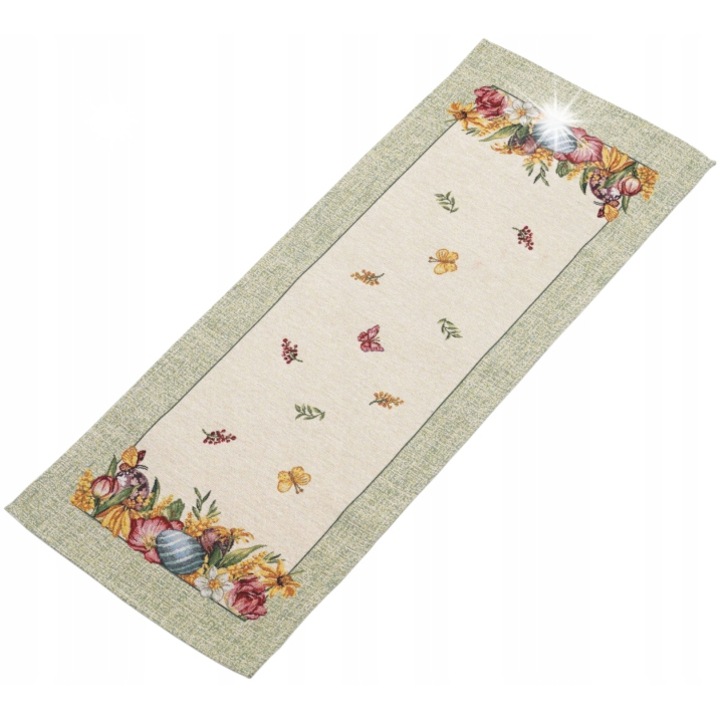 Bieznik gobelin IRYS, verde, 42x140cm, rezistent la pete