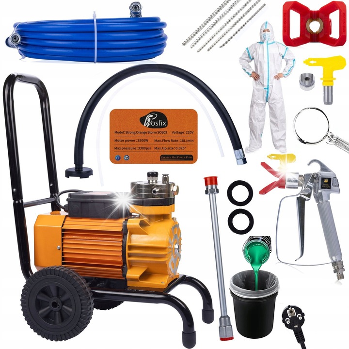 Rosfix Strong Orange Storm SOS03 festékszóró aggregát szett, 3500W, 20L, 50x54cm, 185cm