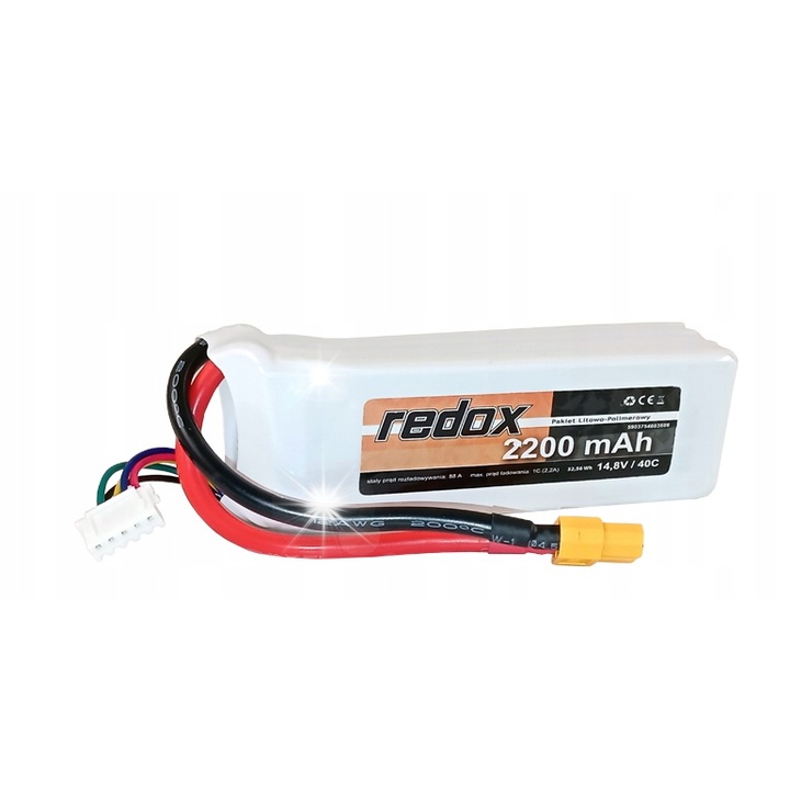 Baterie Li-Po 14,8V 4S 2200mAh 40C Redox, 103x34x30mm, 225g