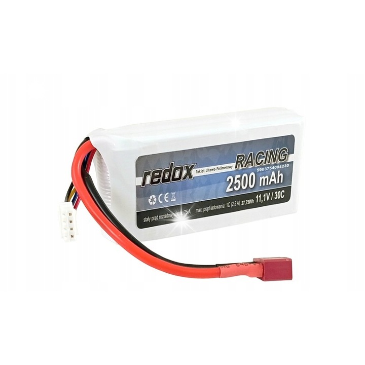 Baterie LiPo 11,1V 2500mAh 3S Redox, 8,5x4,35x2,2cm, 175g