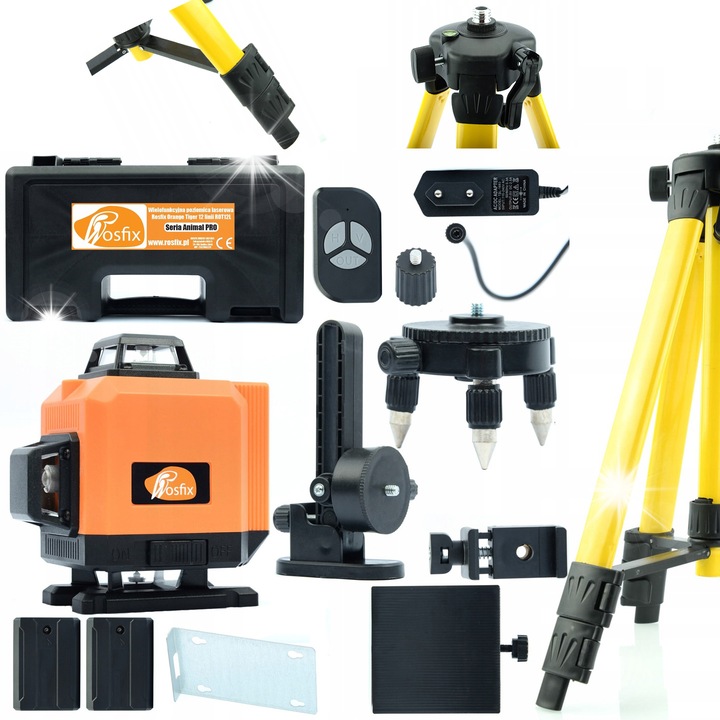 Set poziomica laser Rosfix Orange Tiger ROT12L cu stativ 43-120cm si husa, 12 linii, 2 acumulatori