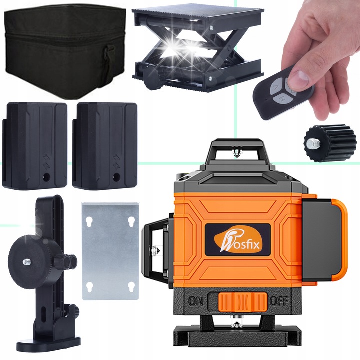 Set poziomica laser Rosfix Orange Tiger 16 linii, 2 acumulatori, IP54, 360°
