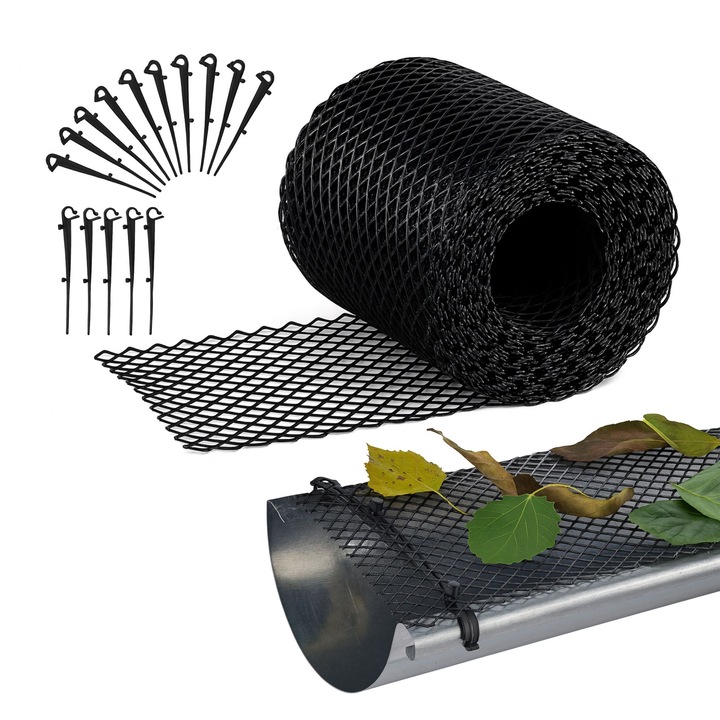Protectie pentru jgheaburi Relaxdays 6m, ajustabila, usor de instalat