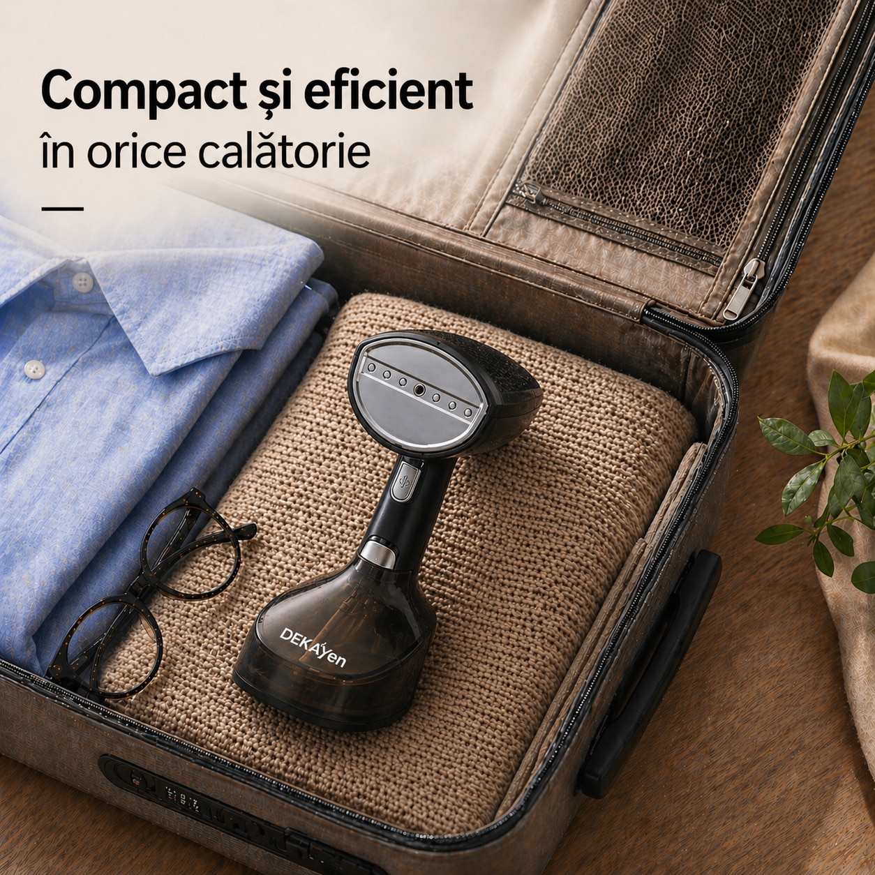 Aparat de calcat vertical cu aburi DEKAYEN®, Aparat de calcat portabil 1600W, Incalzire rapida in 25 secunde, Rezervor 350 ml, eco-friendly, Statie de calcat pentru haine cu perie, manusi termoizolante si husa de transport