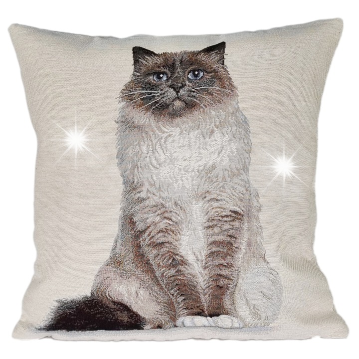 IRYS díszpárna, gobelin, 45x45cm, Ragdoll modell, 75% poliészter, 22% pamut