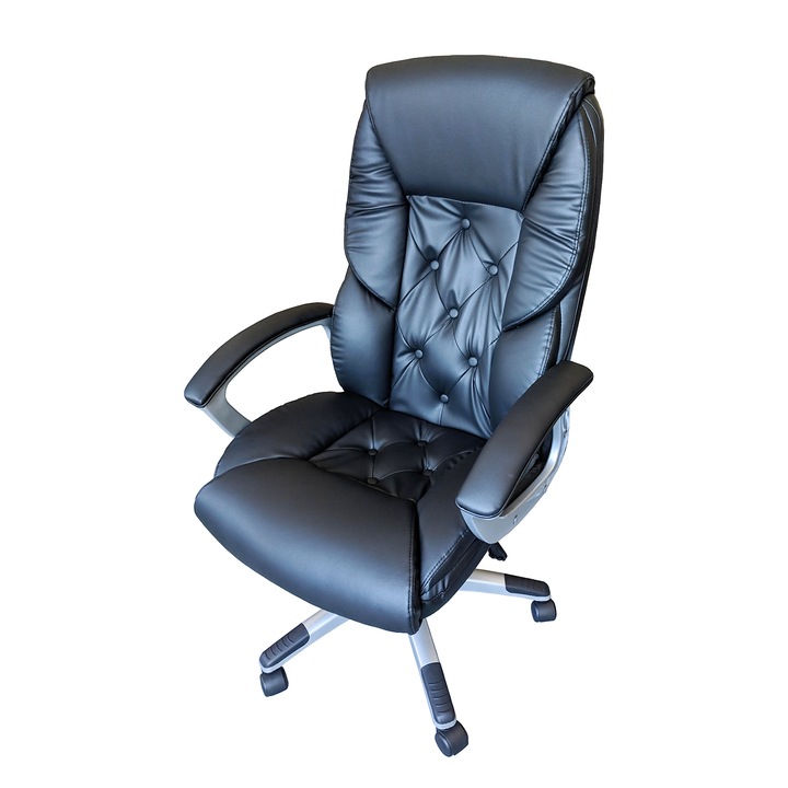 Scaun Birou EXECUTIVE BLACK KING – Directorial Ergonomic Piele Ecologica Negru, Spatar Inalt, Reglabil Premium Arka Chairs B26