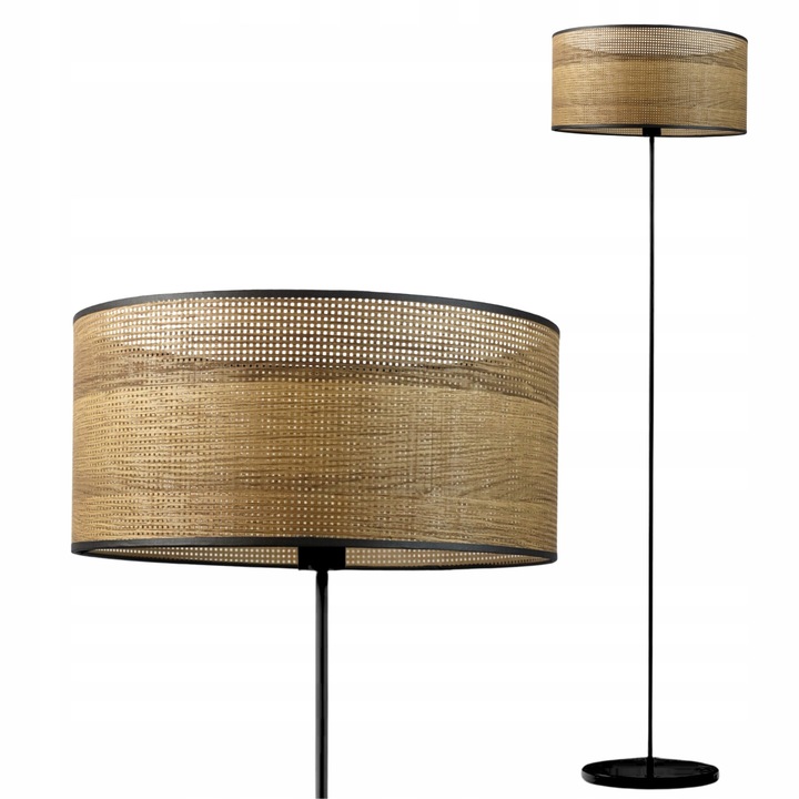 Lampa de podea din furnir, E27, cu abajur, stil loft pentru living