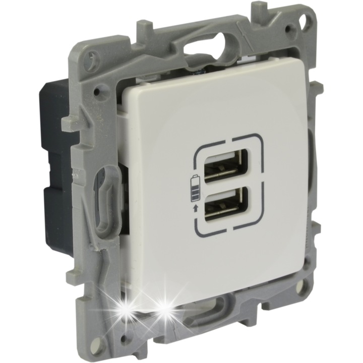 Контакт Legrand Niloe 2 USB порта 2.4A, бял, 76x76x42mm