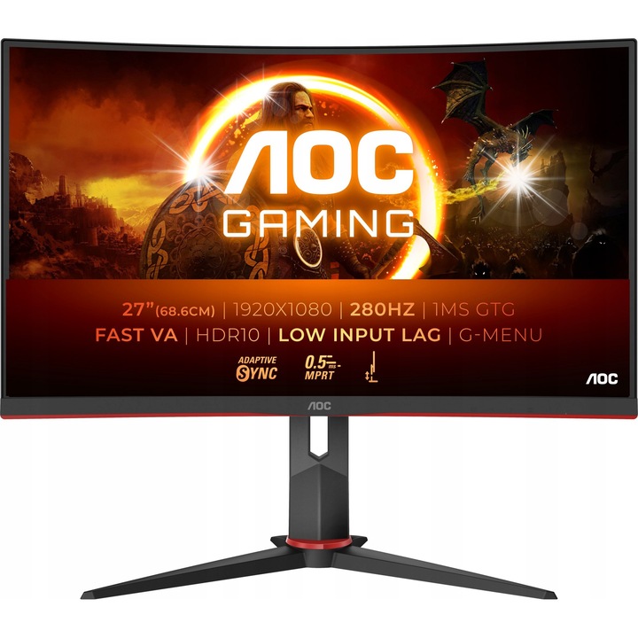 Monitor AOC C27G2Z3/BK 27" curbat, 280Hz, 1ms, negru-rosu