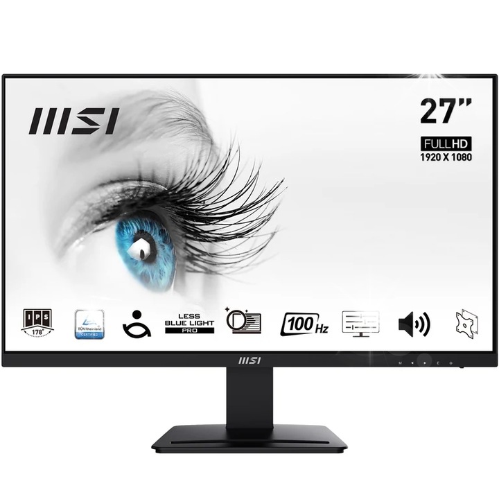 Monitor PC MSI PRO MP273A, 27", 1920x1080, 100Hz, IPS, negru