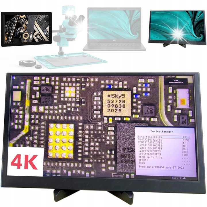 Преносим 4K монитор Reball M156, 15,6", 2x USB-C, mini HDMI, 370x225mm, 640g, пълен комплект