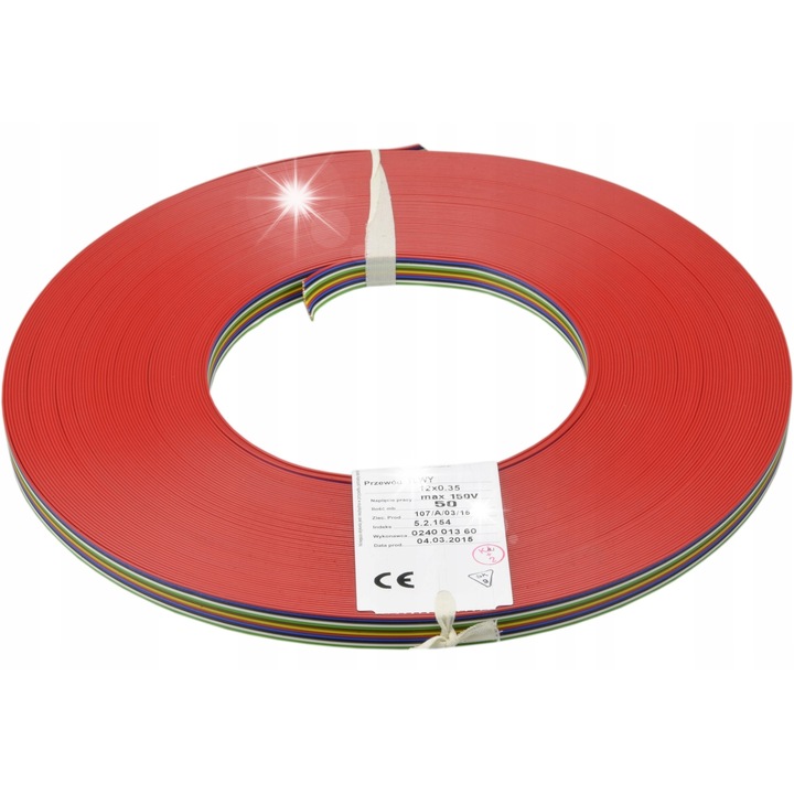 Cabluri electrice, Technokabel, Przewod wstazkowy TLWY 12x0,22mm2, multicolor, 50m, set