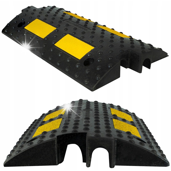 Gumi rámpa fekvőrendőr 500x300x55mm, 2 kábelcsatorna, EPDM, többszínű