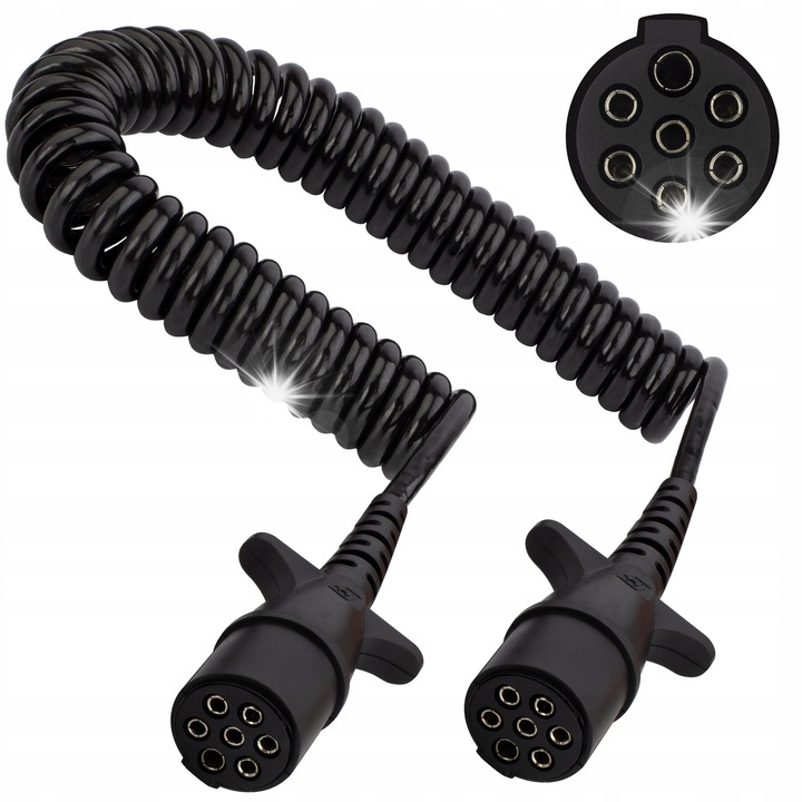 Cablul spiral 7 pini tip N 24V, 4m, rezistent la intemperii, pentru remorci