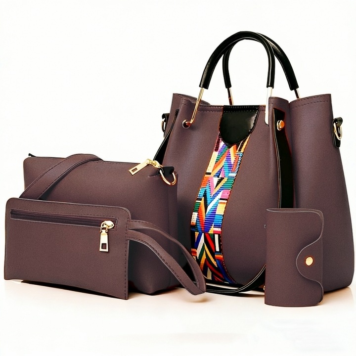 4 részes PU Női Táska Szett, Tote & Crossbody Női Táskák, LUXWTB, Nagy Kapacitású - Tote Táska, Kis Táska, Pénztárca és Kártyatartó, mindennapi használatra és utazáshoz, Tökéletes Ajándék